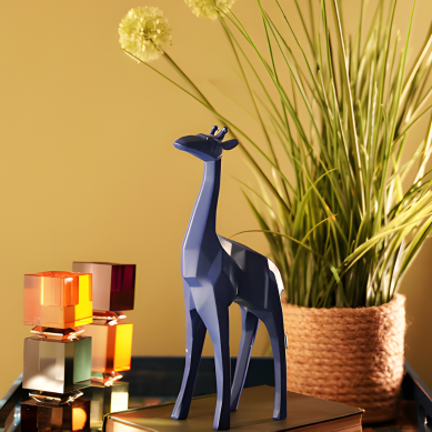 Blue Polyresin Giraffe Figurine - Small