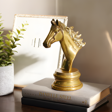 Gold Decorative Horse Head with Base