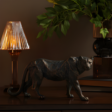 Brown Polyresin Walking Leopard