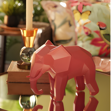 Orange Polyresin Elephant Figurine
