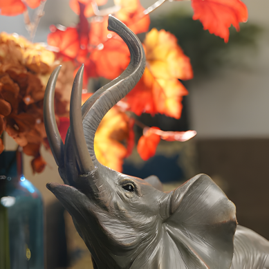 Brown Natural Finish Polyresin Elephant Figurine