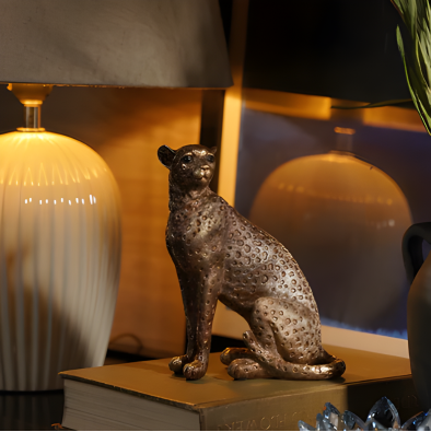 Gold Polyresin Sitting Cheetah