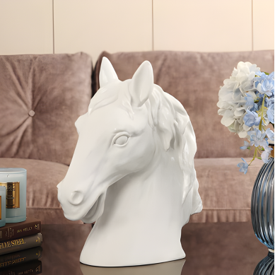 Cream Polyresin Horse Head Figurine
