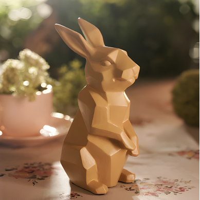 Taupe Polyresin Rabbit Figurine