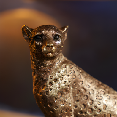 Gold Polyresin Sitting Cheetah
