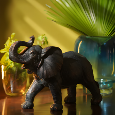 Copper Polyresin Walking Elephant - Large