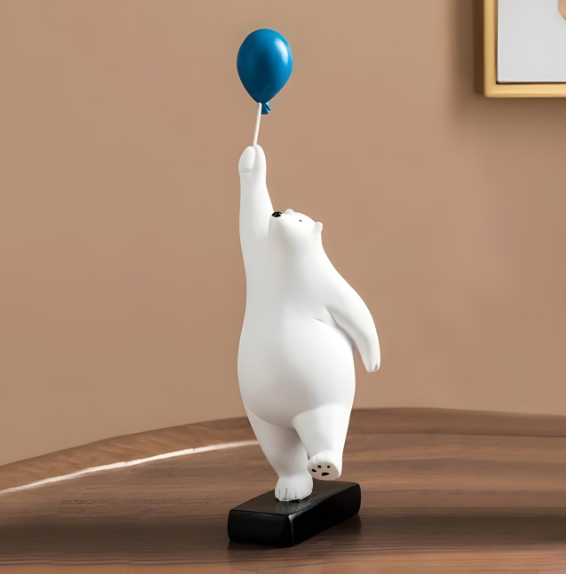 Standing Bear with Balloon Sculpture - Blue