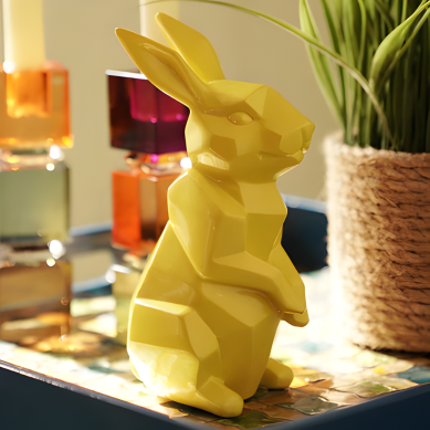 Yellow Polyresin Rabbit Figurine