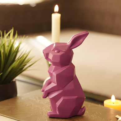 Pink Polyresin Rabbit Figurine