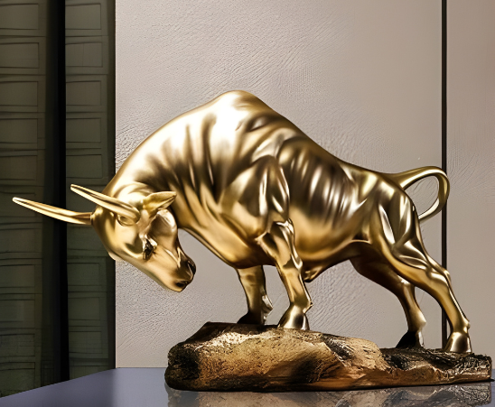 Charging Bull Decorative Sculpture Large - Gold