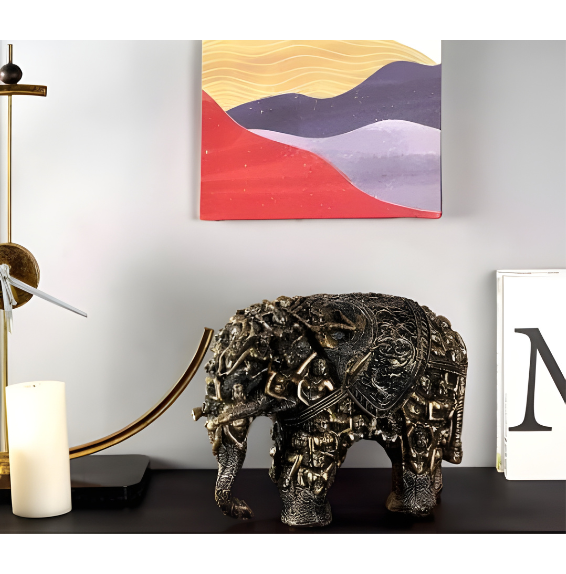 Carved for Rusticity Elephant Table Accent