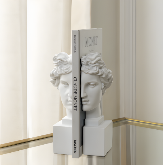 Modern Apollo Bookend For Books - Pair (White)