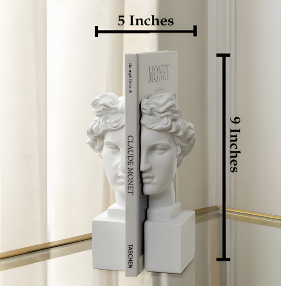Modern Apollo Bookend For Books - Pair (White)