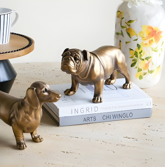 Pug Sculpture Medium - Dull Gold