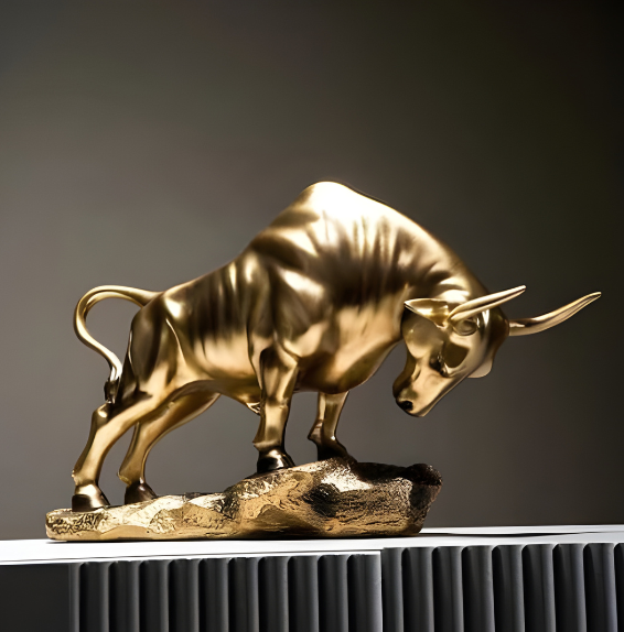 Charging Bull Decorative Sculpture Large - Gold