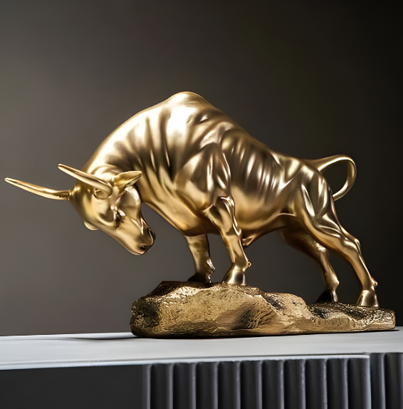 Charging Bull Decorative Sculpture Large - Gold