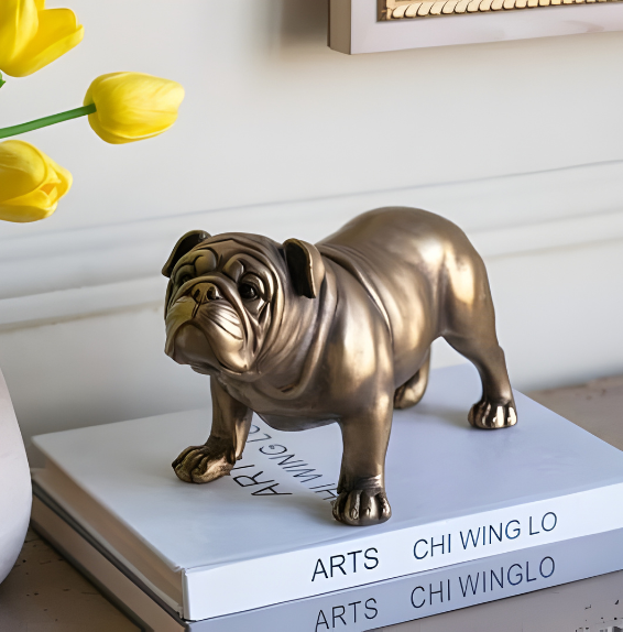 Pug Sculpture Medium - Dull Gold