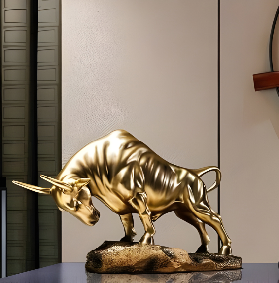 Charging Bull Decorative Sculpture Large - Gold