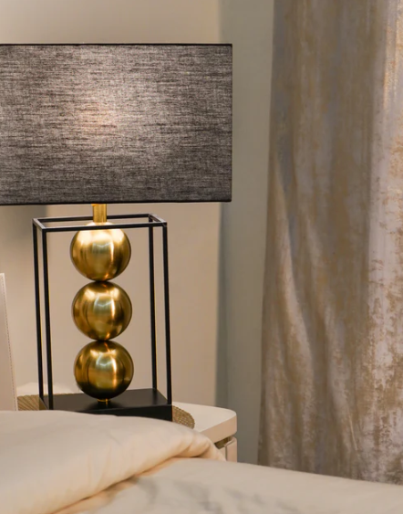 Stacked Spheres Table Lamp with Shade, Gold