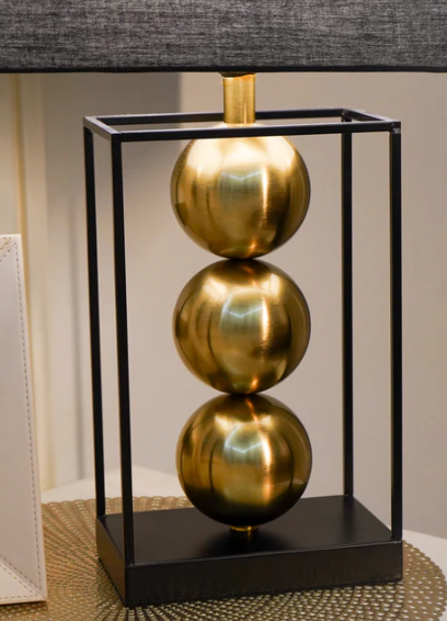 Stacked Spheres Table Lamp with Shade, Gold