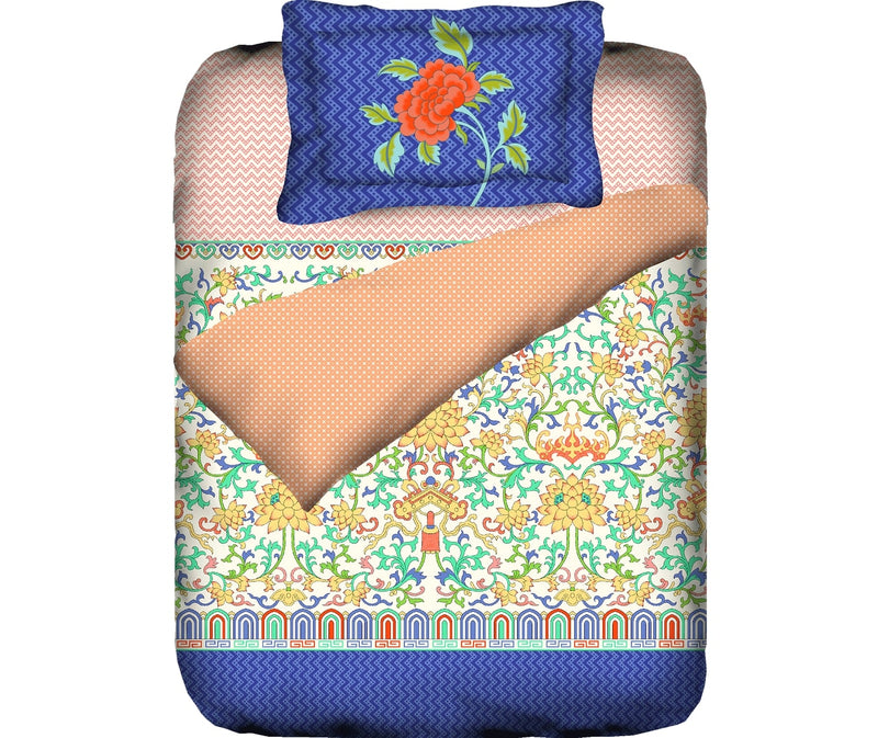 Multi Colour Ethnic Print Single Size Comforter (100% Cotton, Reversible)