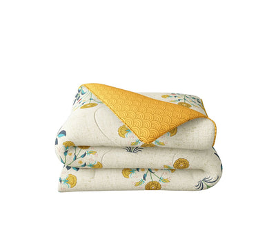 Multicoloured Motif Printed Single Size Comforter (100% Cotton, Reversible)