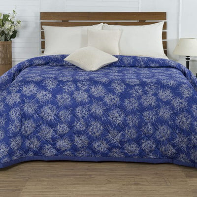 Spikes Print Blue 6 Pcs Double Quilt Set