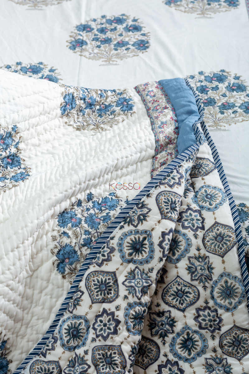 Smalt Blue Single Bed Quilt