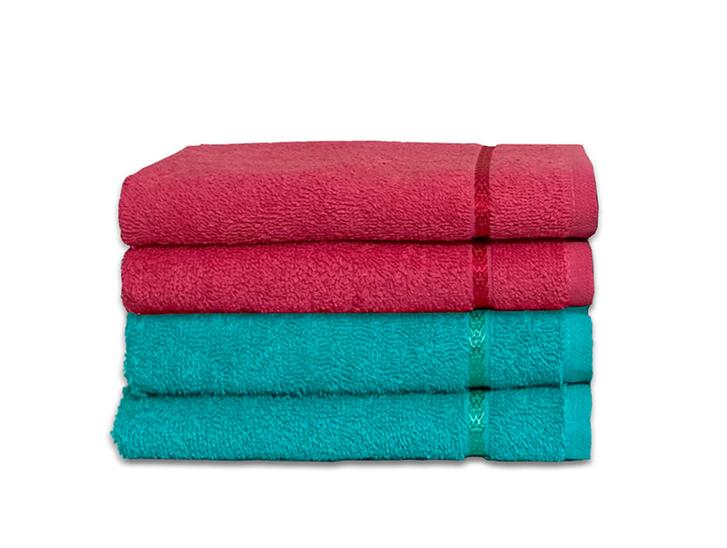 Seasons Best Quik Dry Set of 4 Hand Towel - Sea Green/Coral