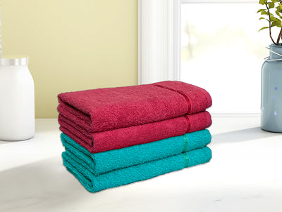 Seasons Best Quik Dry Set of 4 Hand Towel - Sea Green/Coral