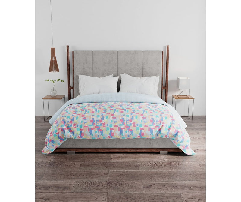 Mutli Colour Abstract Print Double Size Comforter (100% Cotton, Queen Size, Reversible)