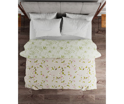 Neutral-Coloured Floral Print King Size Comforter