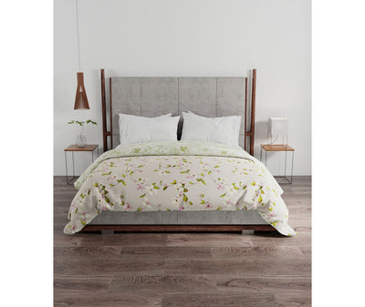 Neutral-Coloured Floral Print King Size Comforter