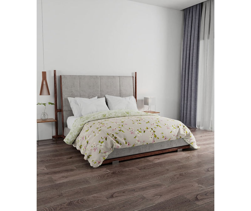 Neutral-Coloured Floral Print King Size Comforter