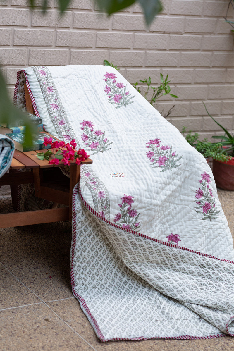 Cannon Pink And Green Double Bed Quilt