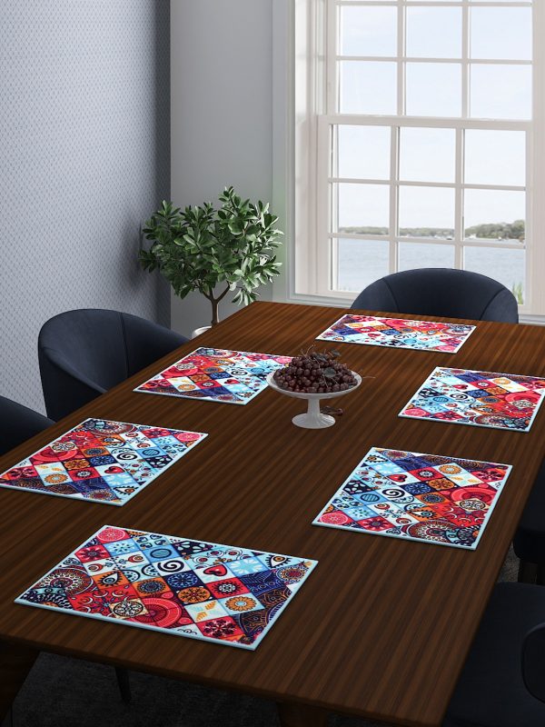 Multicolour Cotton Dining Table Mats/Place Mats – Set of 6