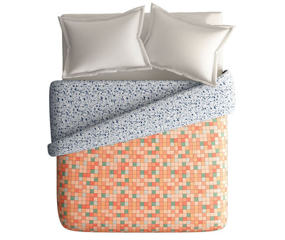 Multi-Coloured Checkered Print King Size Comforter (100% Cotton, Reversible)