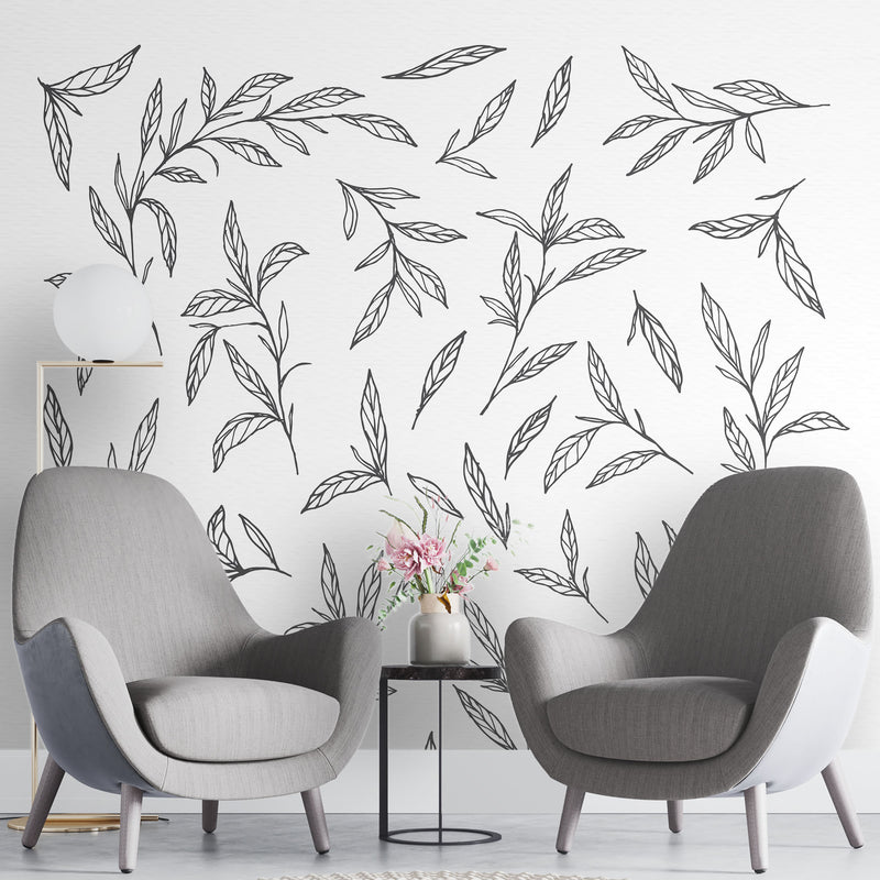 Mini leaves art – Mural Wallpaper, PVC Free, Non-Toxic