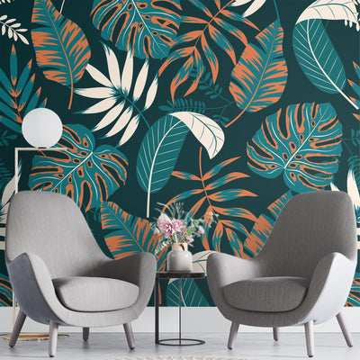 Seamless monstera leaves – Mural Wallpaper, PVC Free, Non-Toxic