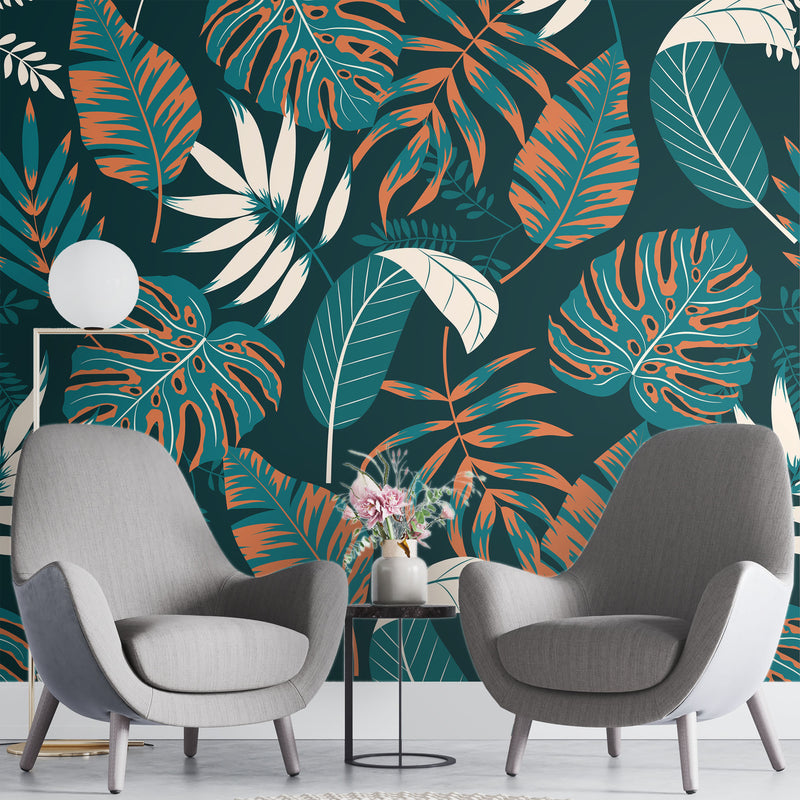 Seamless monstera leaves – Mural Wallpaper, PVC Free, Non-Toxic