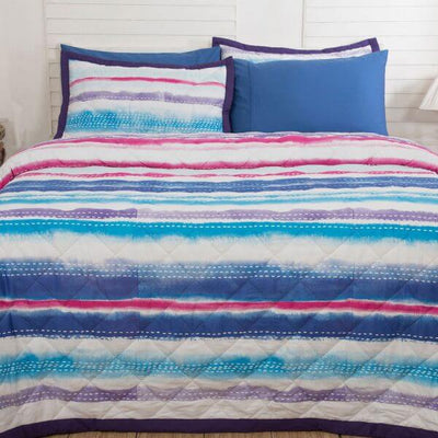 Waltz Blue 7 Pcs Double Quilt Set