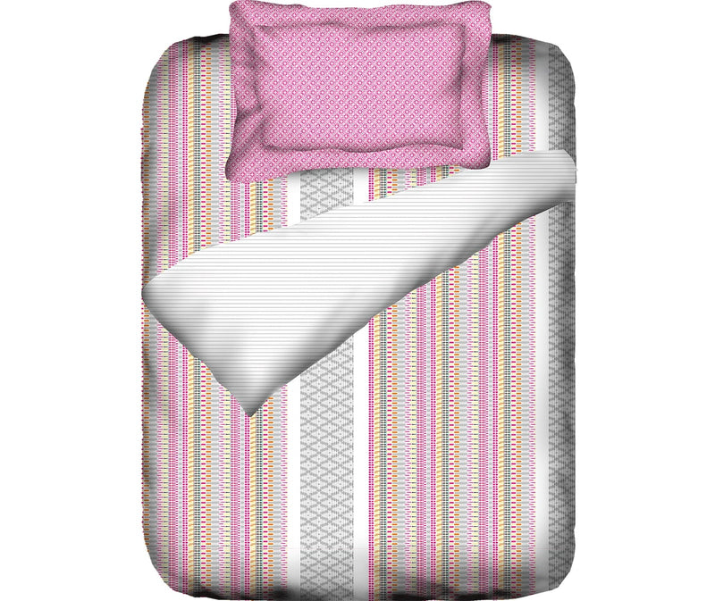 Multi-Coloured Striped Single Size Comforter (100% Nature Based, Reversible)