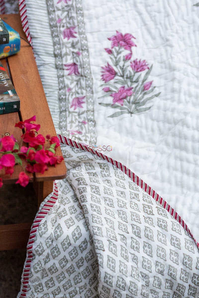 Cannon Pink And Green Double Bed Quilt