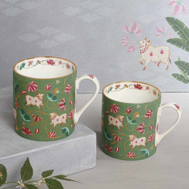 Vrindavan Mug - Moss (set of 2)