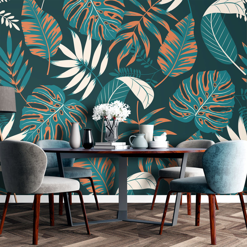 Seamless monstera leaves – Mural Wallpaper, PVC Free, Non-Toxic