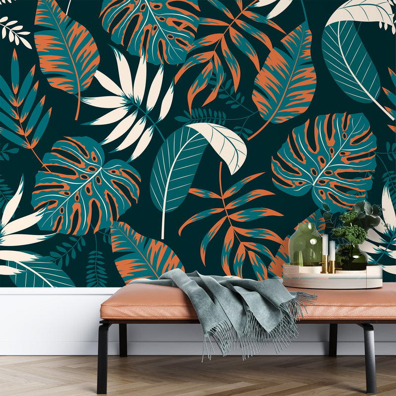 Seamless monstera leaves – Mural Wallpaper, PVC Free, Non-Toxic