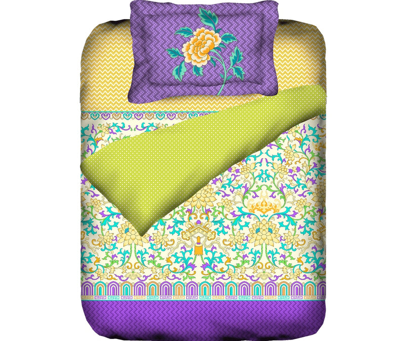 Multi Colour Ethnic Print Single Size Comforter (100% Cotton, Reversible)