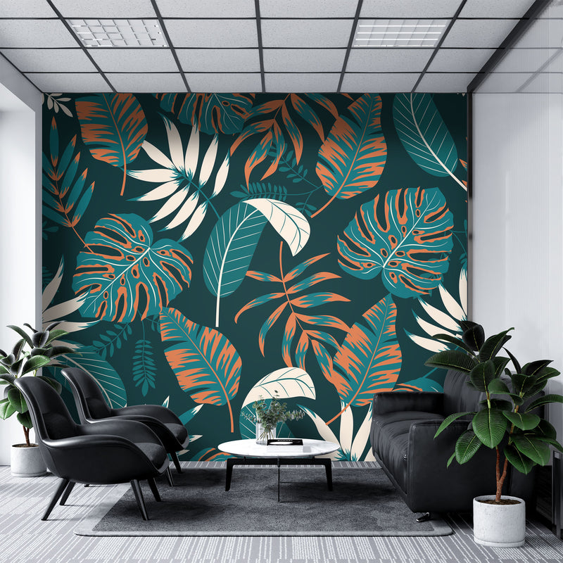 Seamless monstera leaves – Mural Wallpaper, PVC Free, Non-Toxic