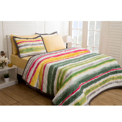 Waltz Green 7 Pcs Double Quilt Set