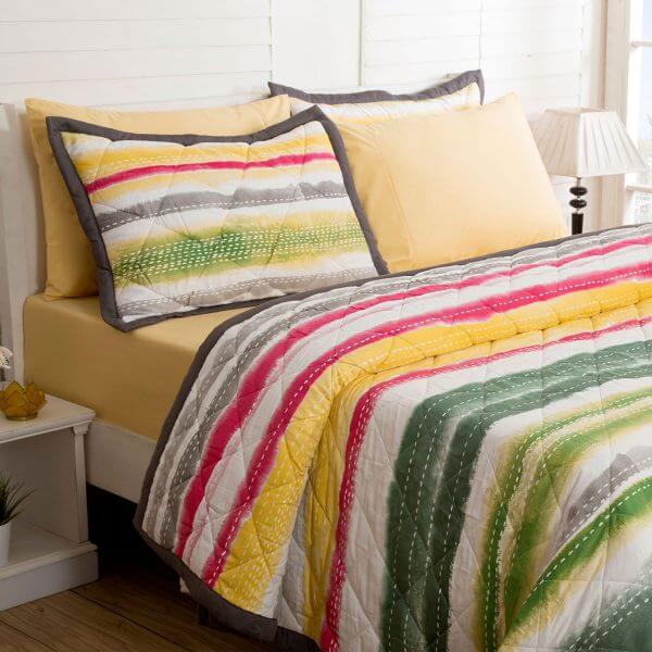 Waltz Green 7 Pcs Double Quilt Set